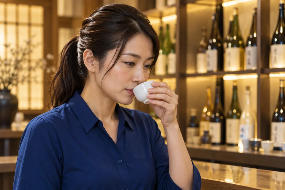 日本酒の味わいを確かめる唎酒師のイメージ